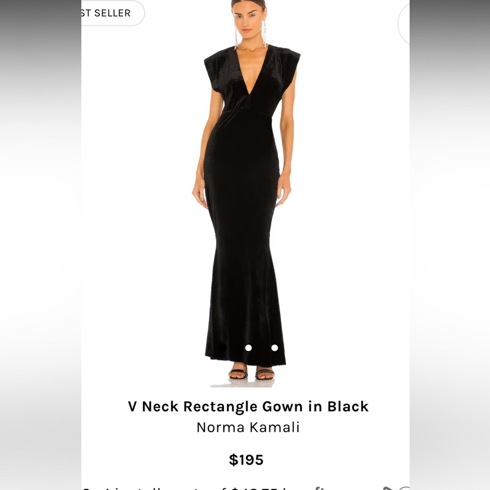 V Neck Rectangle Gown in Black - Norma Kamali